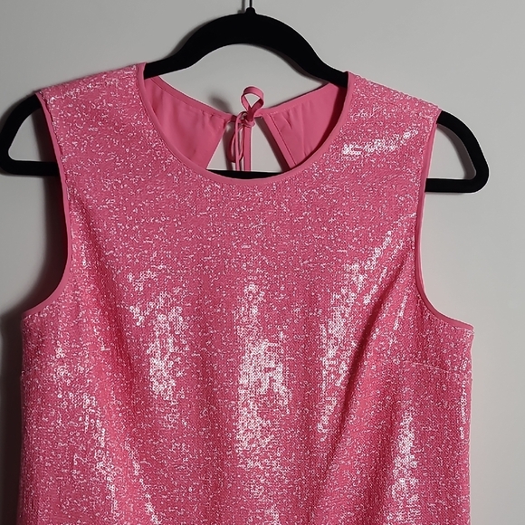 RACHEL ROY Addie Pink And White Speckled Sequin Sleeveless Top Size Medium - Picture 8 of 14